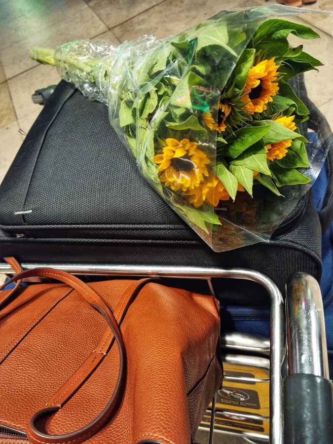 flores en el aeropuerto